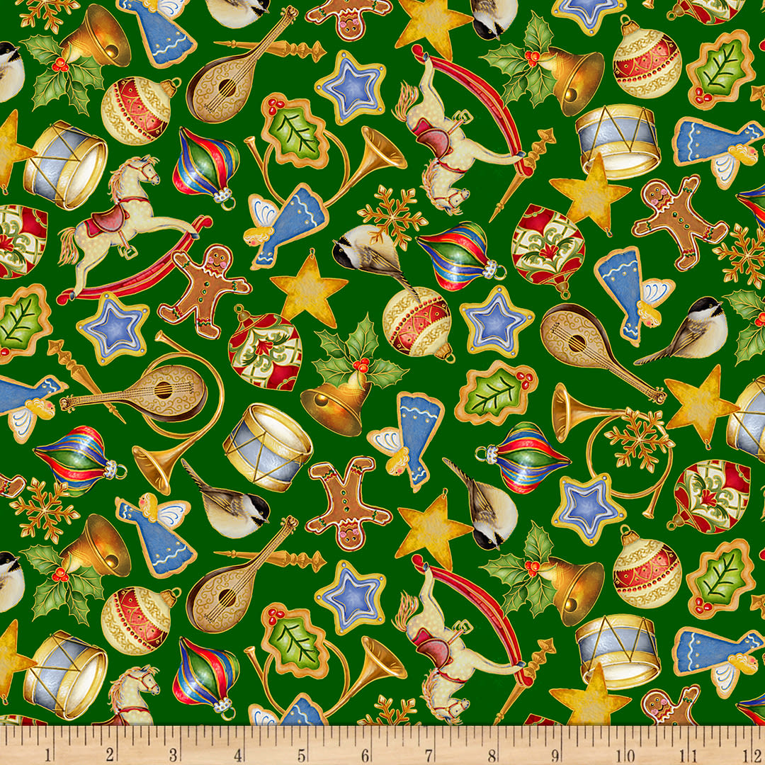 Fat Quarter Christmas O Tannenbaum Traditional Novelties 100% Cotton Fabric