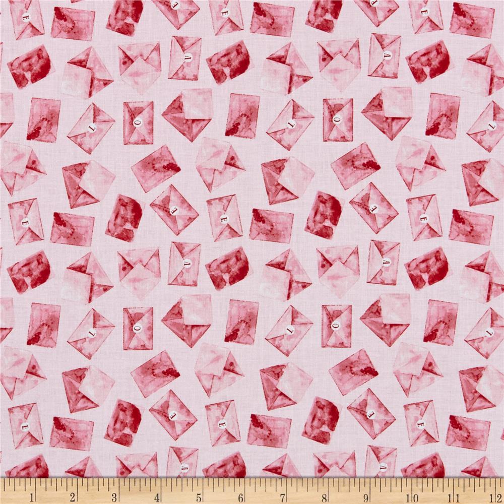 Fat Quarter Love Letters Pink And Red Allover 100% Cotton Quilting Fabric