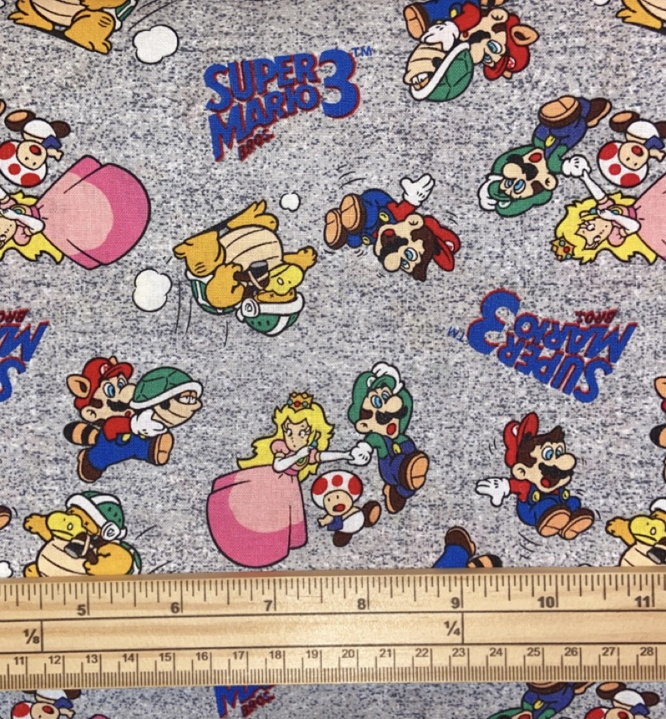 Fat Quarter Super Mario Bros 3 Go Mario And Friends 100% Cotton Quilting Fabric