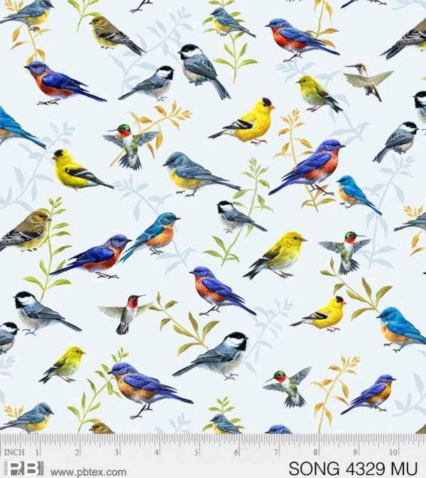 Fat Quarter Song Birds 100% Cotton Quilting Fabric - P & B Textiles