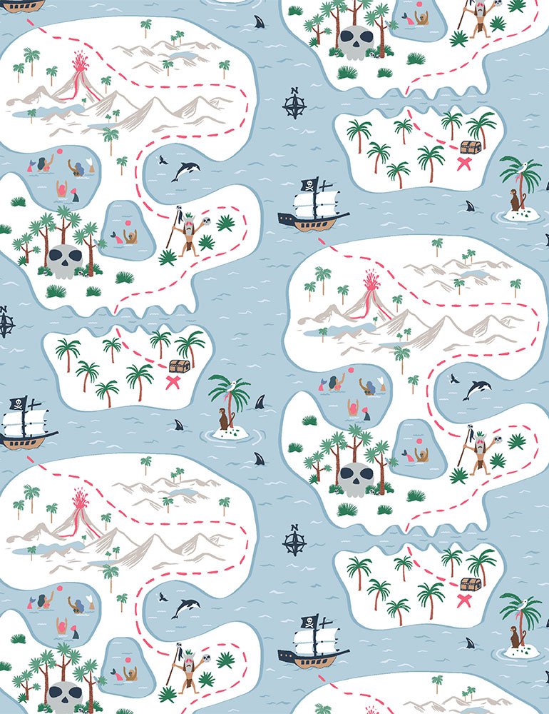 Fat Quarter Bootylicious Skull Island Pirates Cotton Quilting Fabric