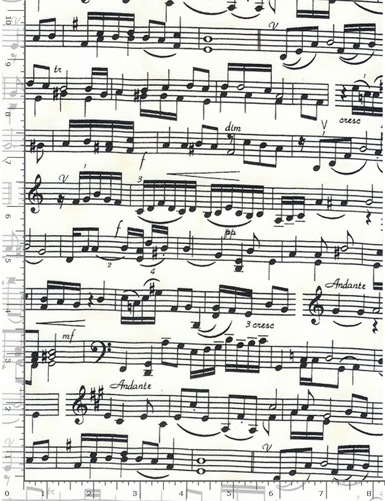 Fat Quarter Sheet Music 100% Cotton Quilting Fabric - Timeless Treasures Blk-Wht - Image 2