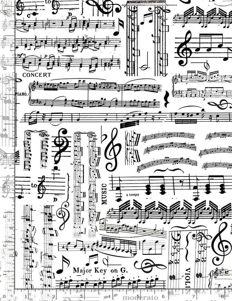 Fat Quarter Written Music Notes 100% Cotton Quilting Fabric - Timeless Treasures - Image 2