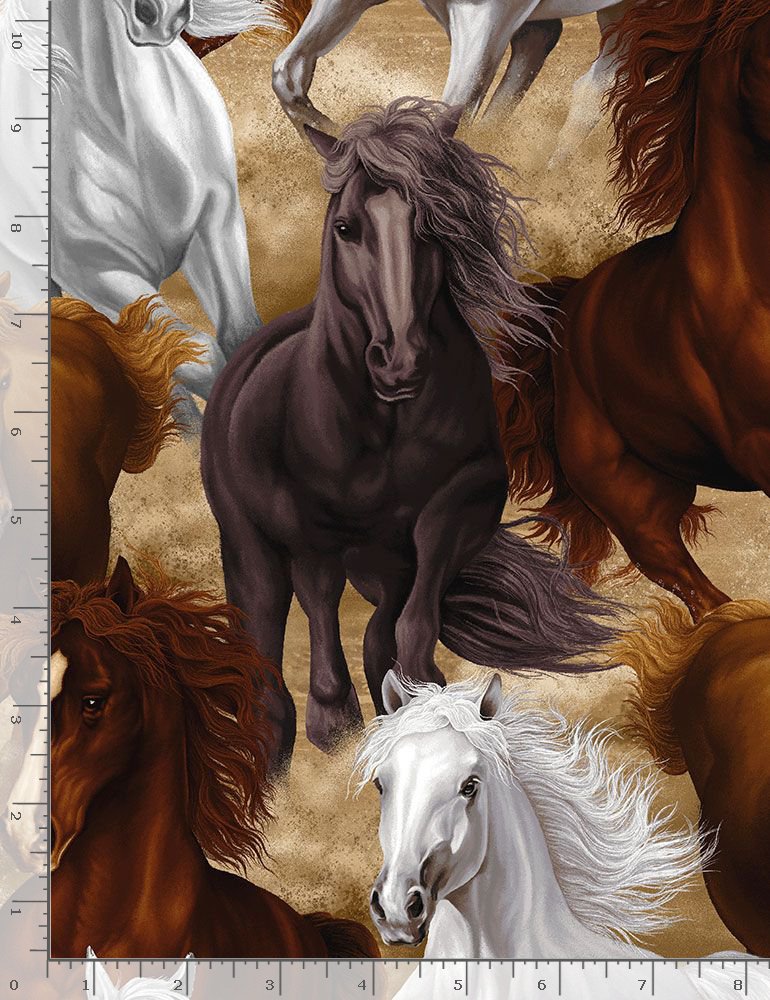 Fat Quarter ''Untamed'' Horses 100% Cotton Quilting Fabric - Pony, Horse, - Image 2