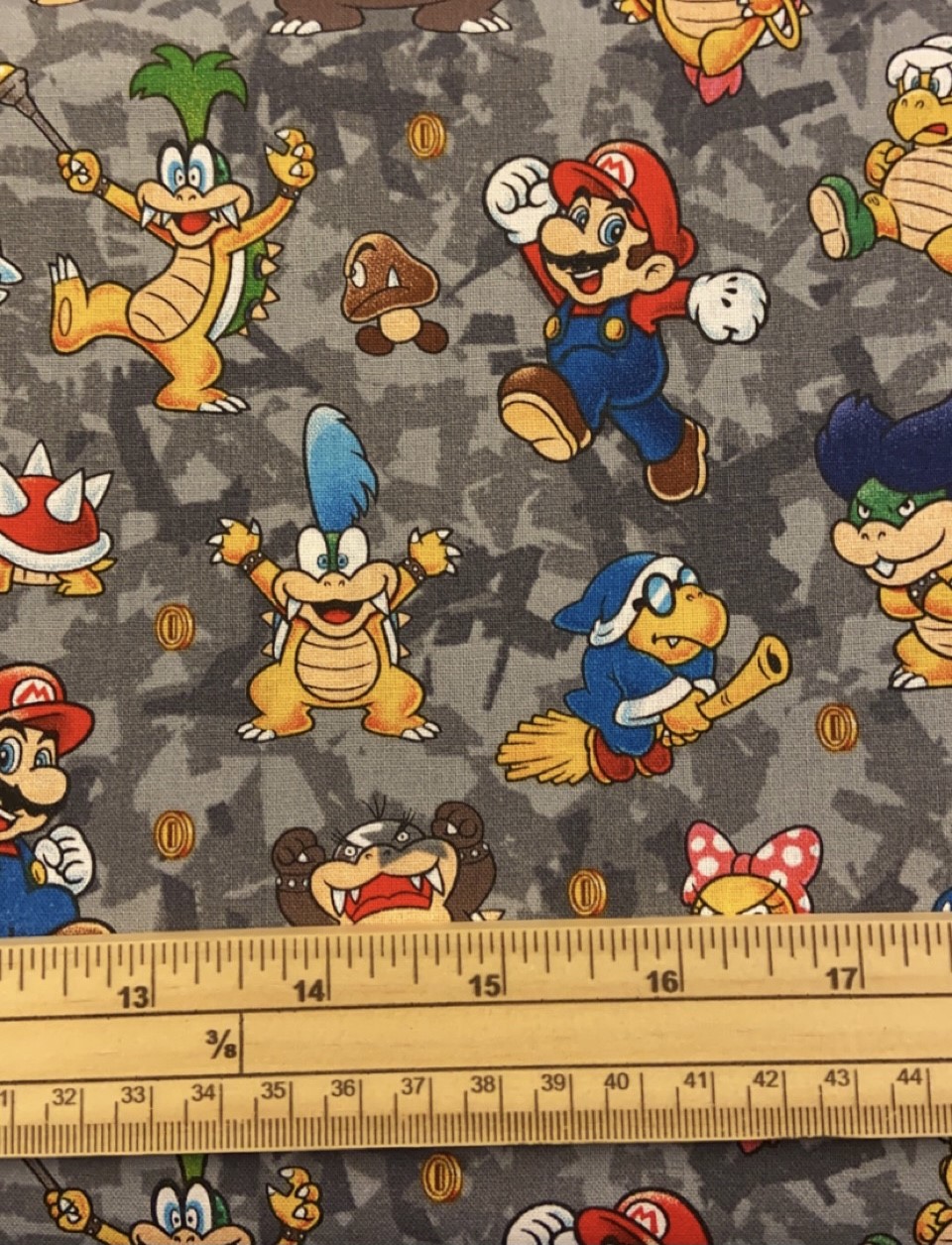 Fat Quarter Super Mario 2 Mario And Enemies On Grey 100% Cotton Quilting Fabric