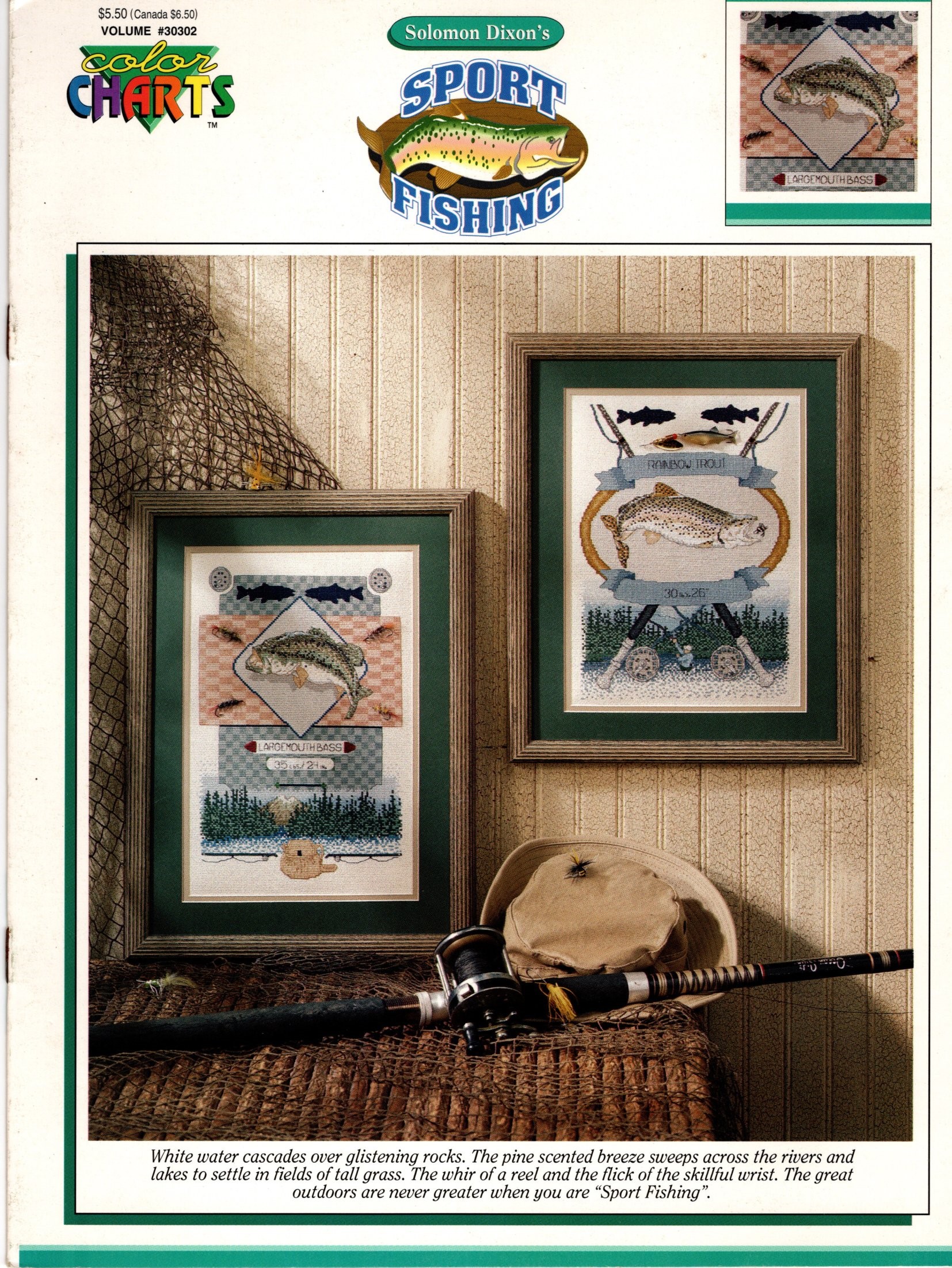 Sport Fishing Cross Stitch Chart Rainbow Trout Bass Solomon Dixon Color Charts