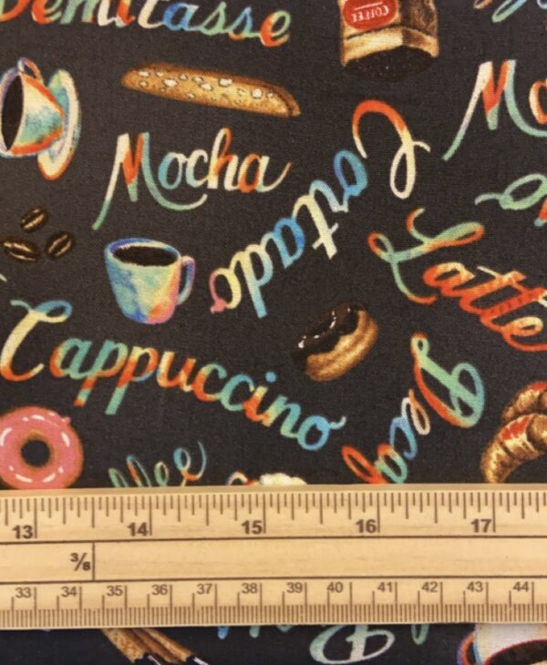 Fat Quarter Brewed Awakening Coffee Shop Things 100% Cotton Fabric