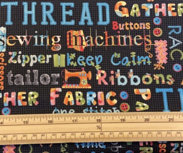 Fat Quarter One Stitch At A Time Fabric Sewing Words 100% Cotton Fabric