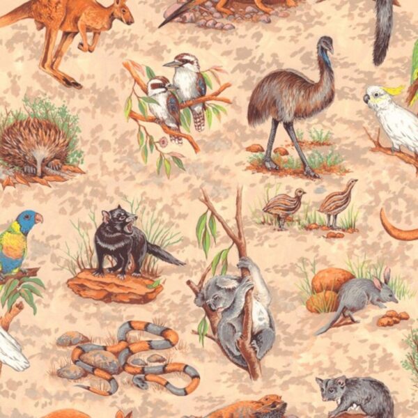 Fat Quarter Australian Wildlife 100% Cotton Quilting Fabric - Nutex