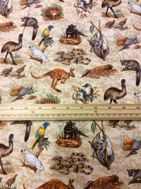 Fat Quarter Australian Wildlife 100% Cotton Quilting Fabric - Nutex - Image 2