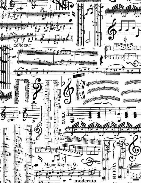 Fat Quarter Written Music Notes 100% Cotton Quilting Fabric - Timeless Treasures