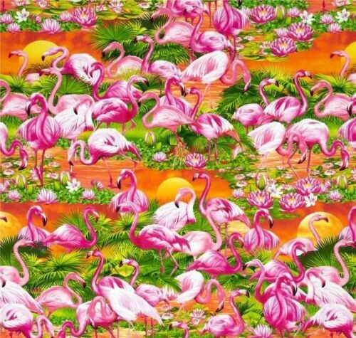 Fat Quarter Flamingos Sunset 100% Cotton Quilting Fabric - Timeless Treasures