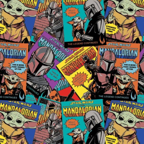 Fat Quarter Mandalorian Baby Yoda 100% Cotton Quilting Fabric - Comic Posters