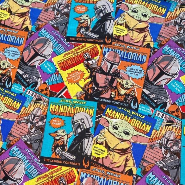 Fat Quarter Mandalorian Baby Yoda 100% Cotton Quilting Fabric - Comic Posters - Image 2