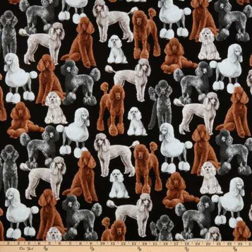 Fat Quarter Poodle Dogs 100% Cotton Quilting Fabric - Timeless Treasures