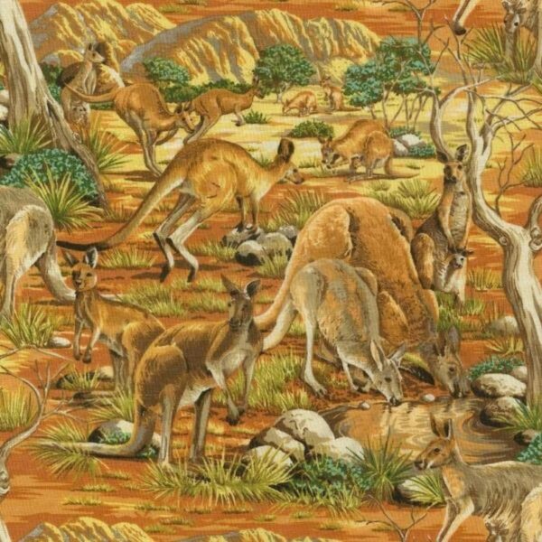 Fat Quarter Red Kangaroos 100% Cotton Quilting Fabric - Nutex Australia Animals
