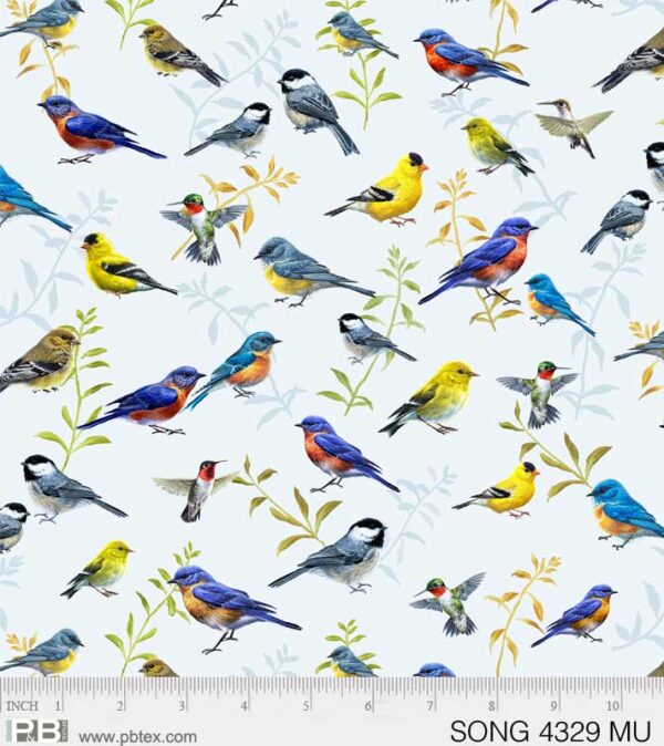 Fat Quarter Song Birds 100% Cotton Quilting Fabric - P & B Textiles