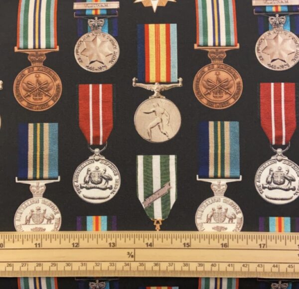 Fat Quarter Battle Remembering Large Medals Vietnam Medal 100% Cotton Quilting Fabric