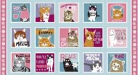 Cattitude 15 Piece Cat Crazy Panel 100% Cotton Print Fabric