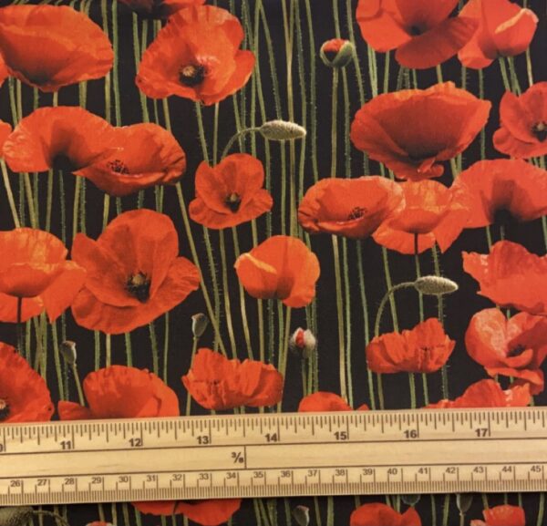 Fat Quarter Battle Zone Poppy Fields Remembrance Fabric