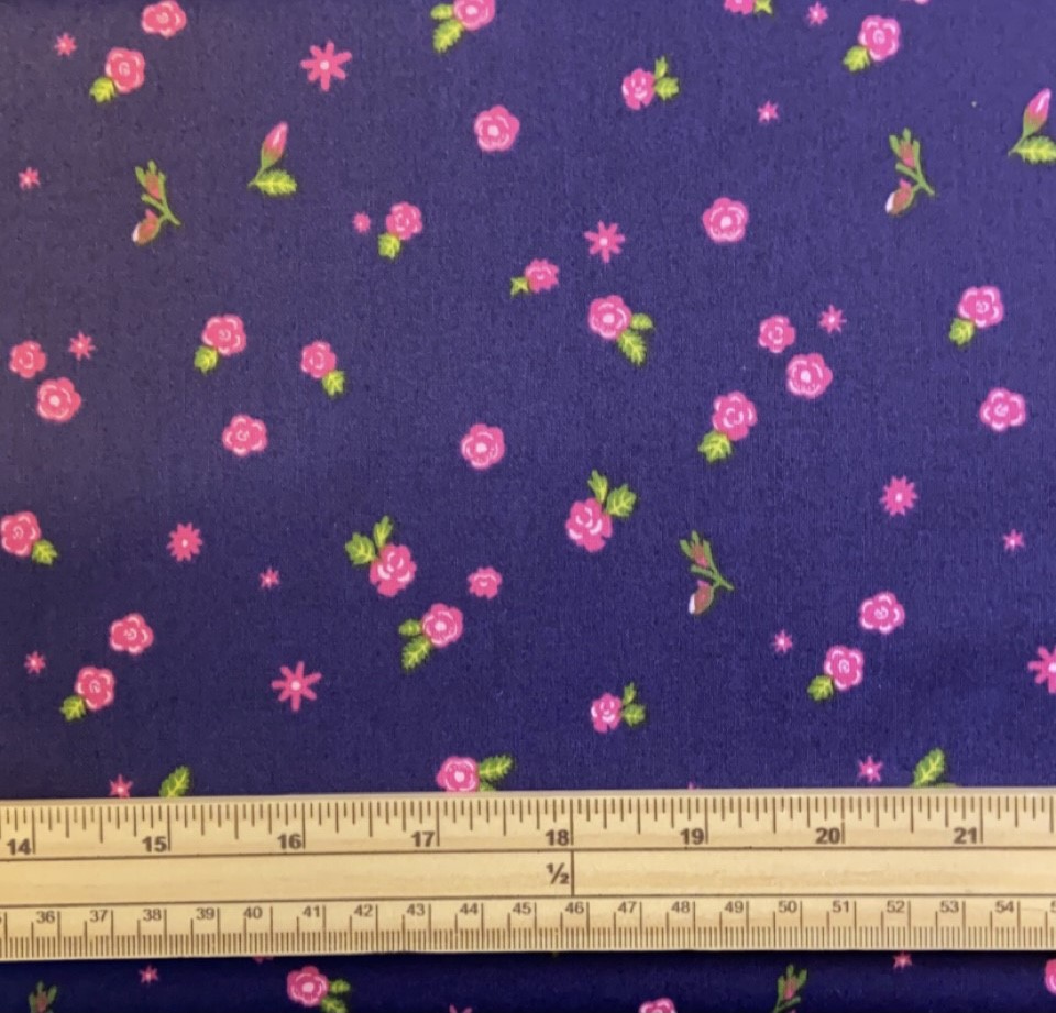 Fat Quarter Daydream Pink Roses On Navy Blue 100% Cotton Fabric