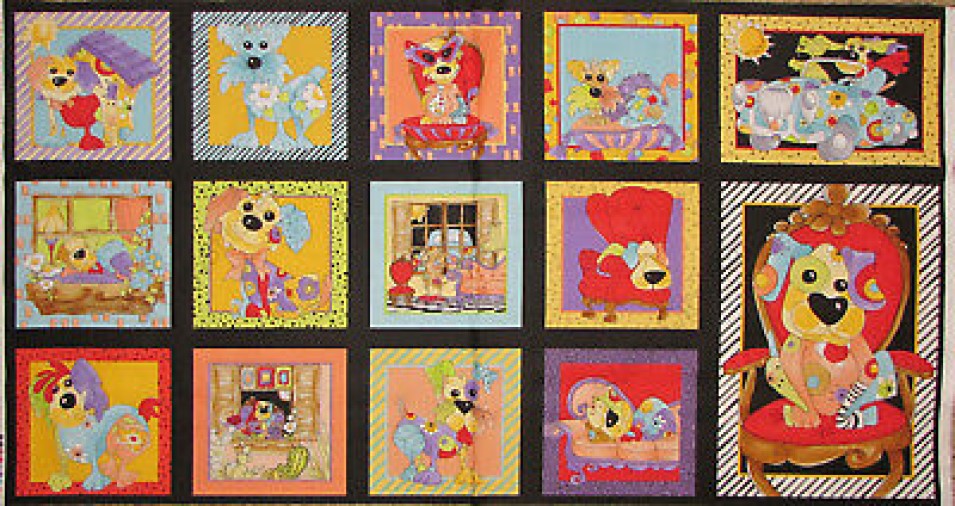 Dog Gone - Loralie Dog Gone Panels 100% Cotton Print Fabric - Black - Image 2