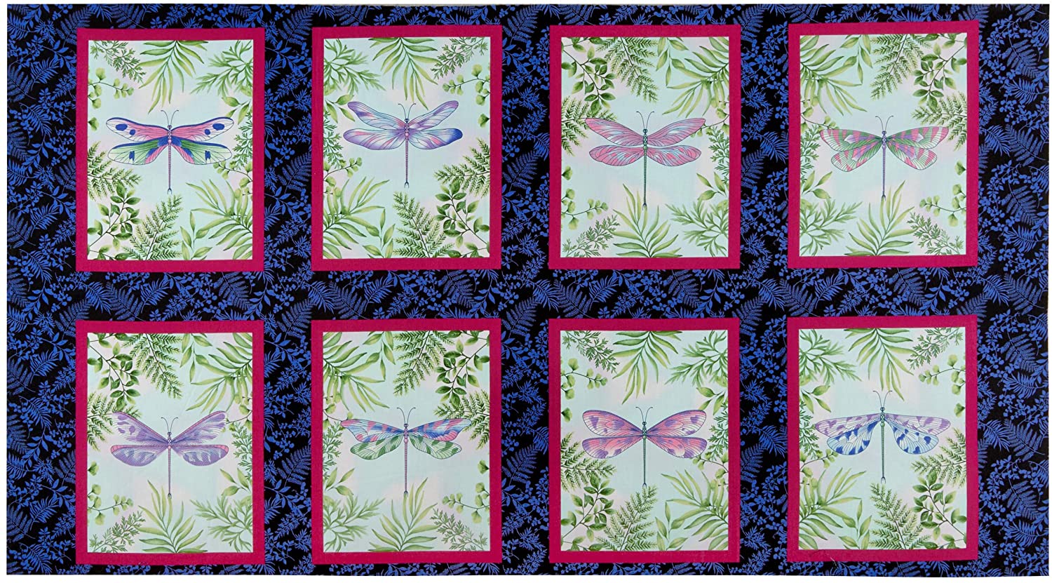 Dragonfly Garden Jungle 8 Piece Panel 100% Cotton Print Fabric