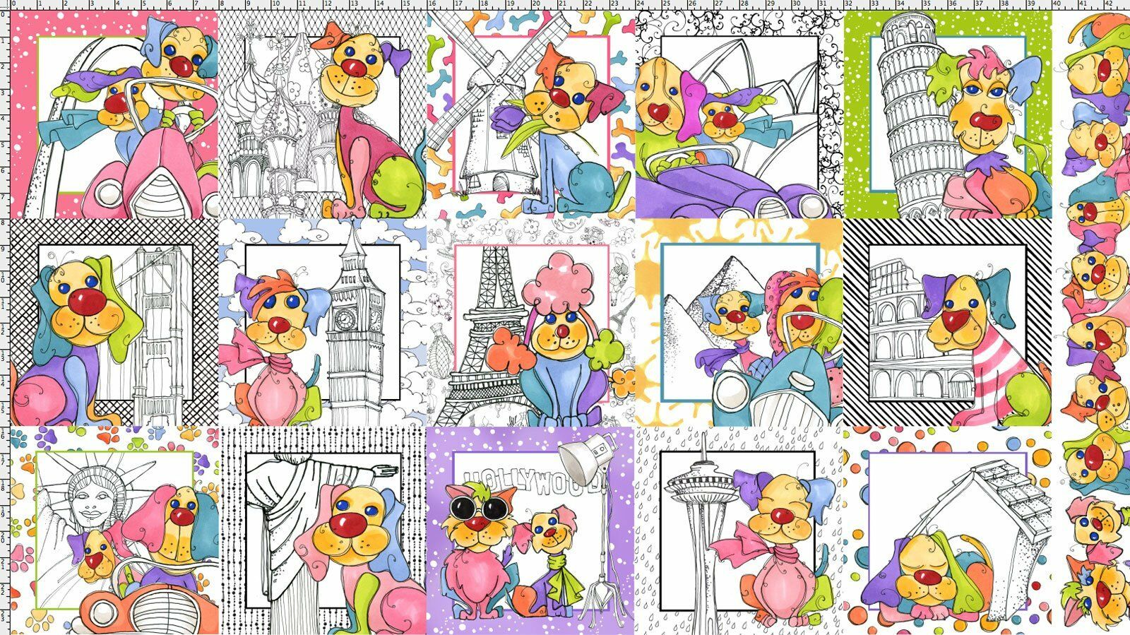 Dog Gone - Loralie Dog Gone Panels 100% Cotton Print Fabric - White