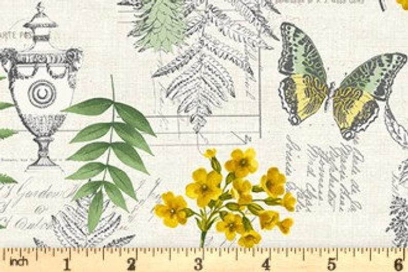 Fat Quarter Fern Garden Montage Allover Cream 100% Cotton Quilting Fabric