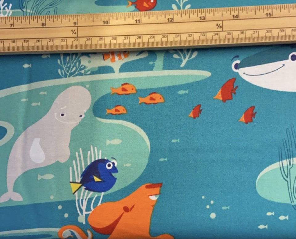 Fat Quarter Finding Dory Deep Sea Destiny, Hank, Nemo 100% Quilting Cotton Fabric
