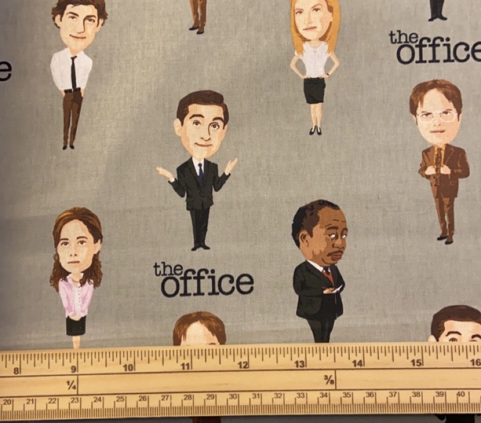 Fat Quarter The Office Characters And Logo On Grey 100% Cotton Quilting Fabric