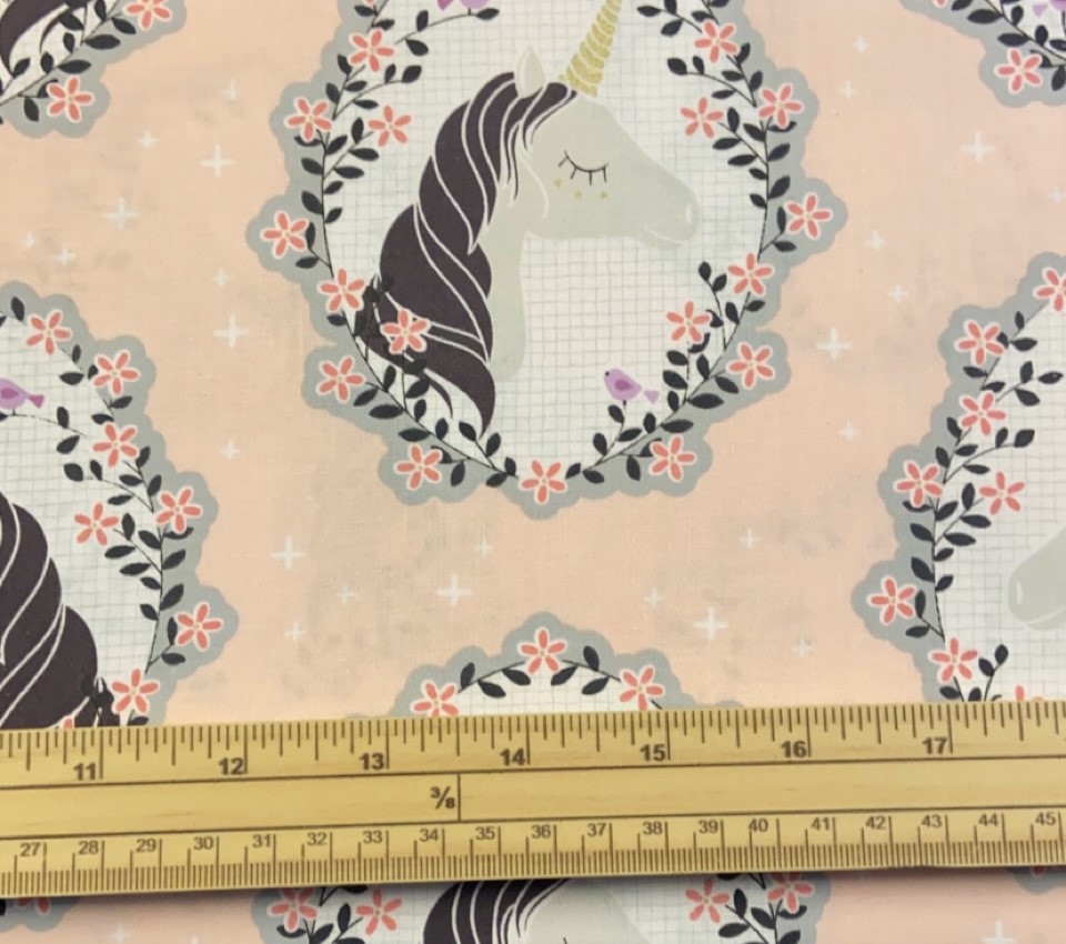 Fat Quarter Do You Believe In Unicorns On Frames Pink 100% Cotton Quilting Fabric