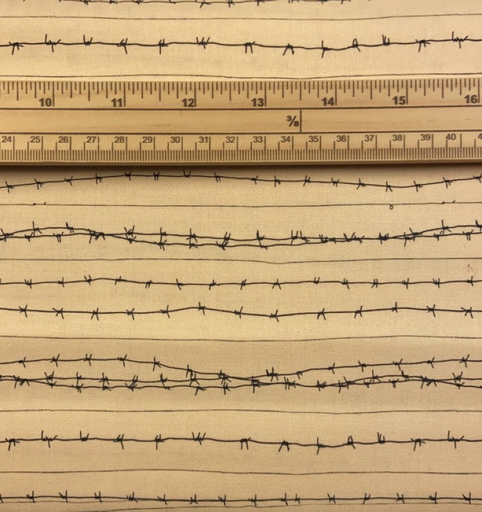 Fat Quarter Battle Zone Barbed Wire On Cream 100% Cotton Quilting Fabric