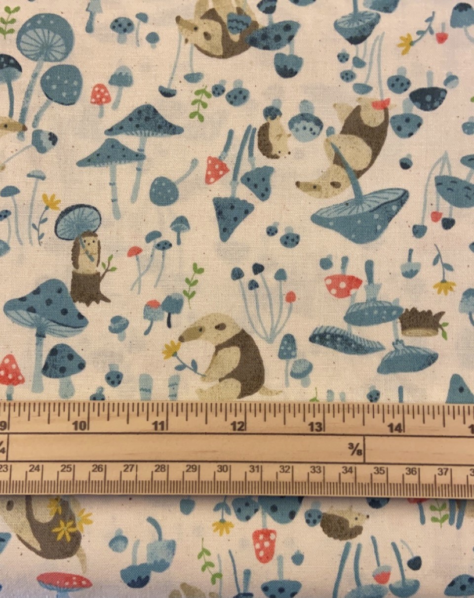 Fat Quarter Natural Garden Mushrooms And Aardvarks 100% Cotton Quilting Fabric