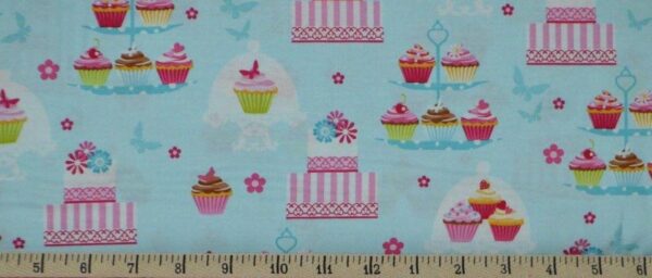 Fat Quarter Blue Cake Café Sweet Treats 100% Cotton Quilting Fabric