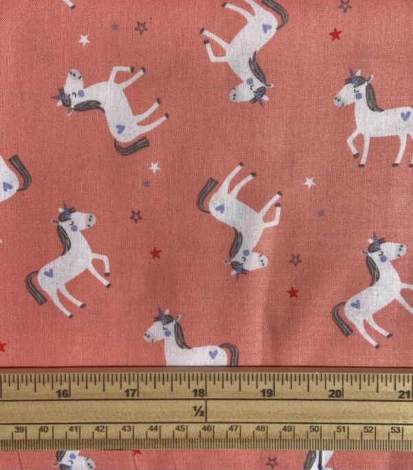 Fat Quarter Princess Dreams Unicorns On Coral 100% Cotton Quilting Fabric