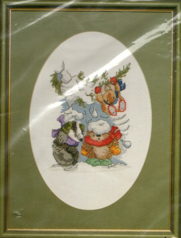 Country Companions Snowtime Cross Stitch Kit Hedgehog Badger Rabbit - K168 - Image 2