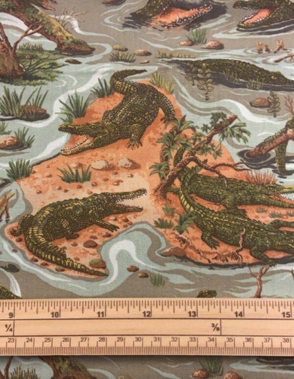 Fat Quarter Crocodiles Beware Crocodile lake 100% Cotton Quilting Fabric