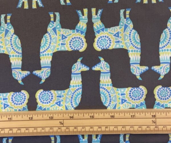 Fat Quarter Llama Rama Green And Blue 100% Cotton Quilting Fabric