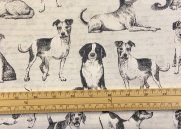 Fat Quarter Sketched Dogs On Words 100% Cotton Quilting Fabric