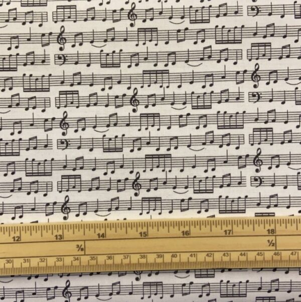 Fat Quarter Music Sheet White And Black Nutex 100% Cotton Quilting Fabric