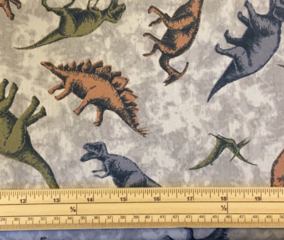 Fat Quarter Dinosaurs On Stone Grey Trex, 100% Cotton Quilting Fabric