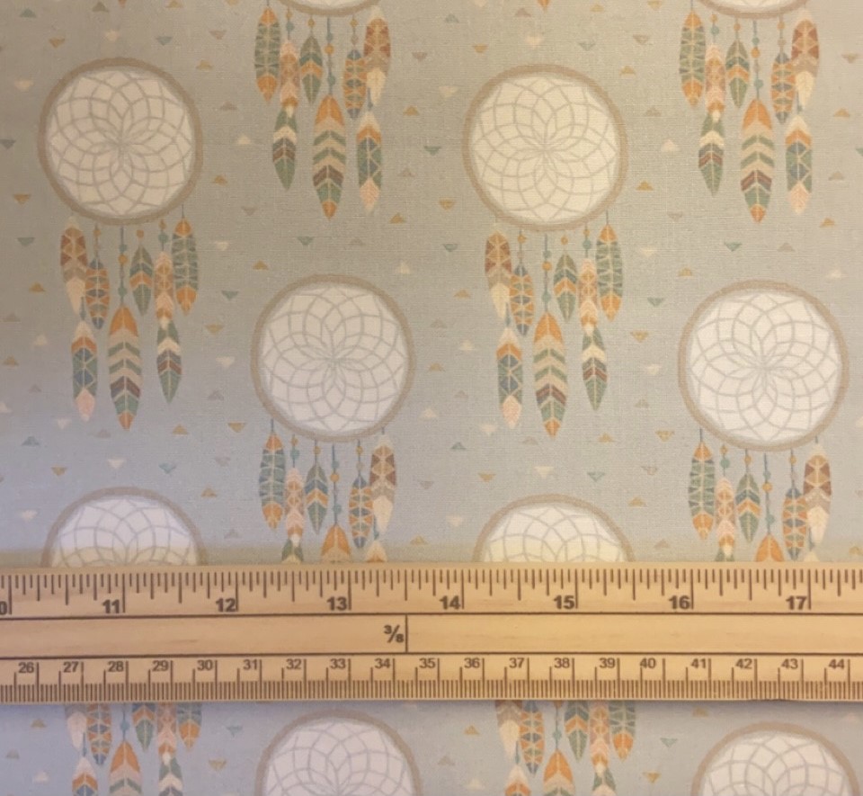 Fat Quarter To Catch A Dream Dream Catchers Duck Egg Blue 100% Cotton Fabric