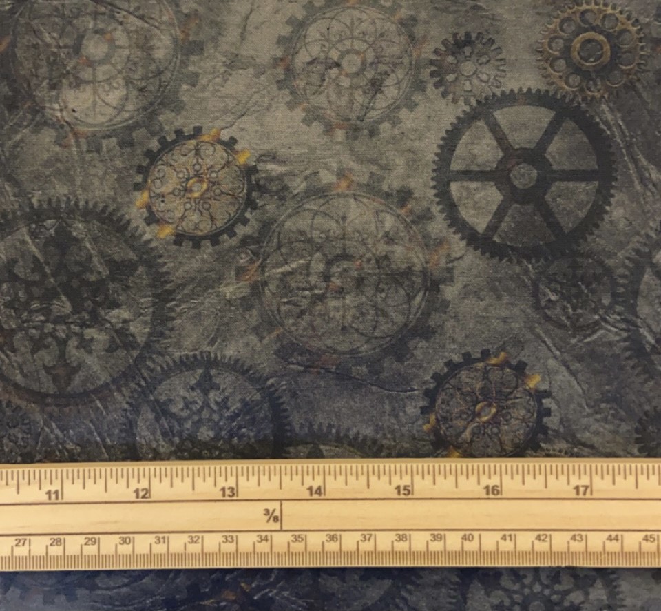 Fat Quarter Steampunk Halloween Black Cogs 100% Cotton Quilting Fabric