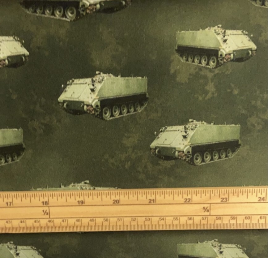 Fat Quarter Battle Zone M113 Armoured Personnel Carriers Cotton Quilting Fabric - Image 2