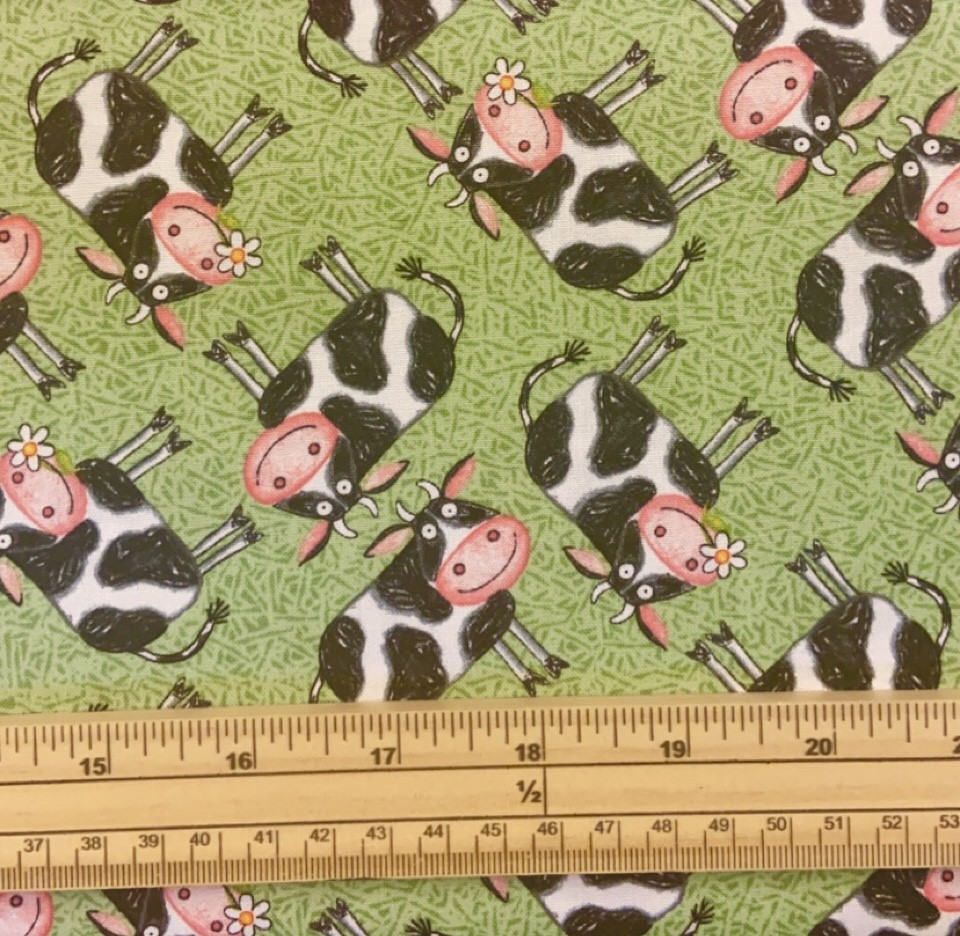 Fat Quarter Barnyard Boogie Cows On Grass 100% Cotton Quilting Fabric