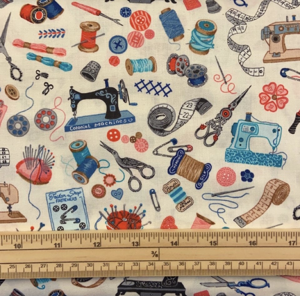 Fat Quarter Sew Vintage Haberdashery Sewing Machines 100% Cotton Quilting Fabric