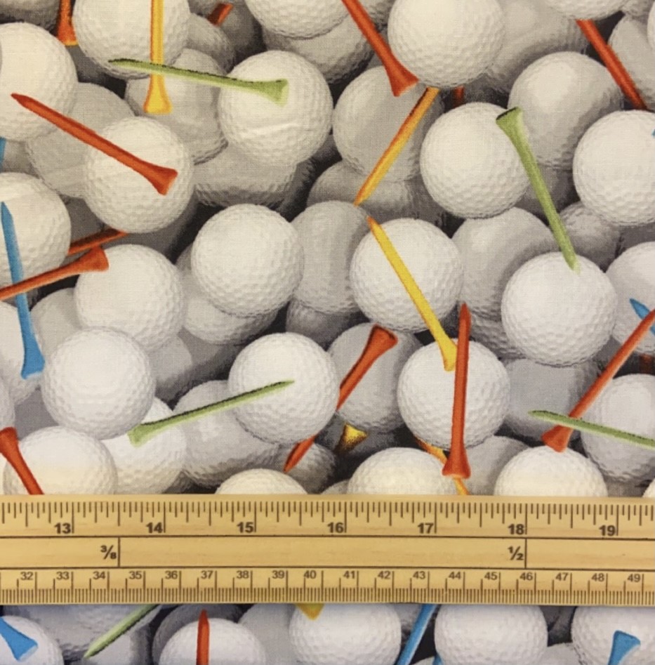 Fat Quarter Golf Balls And Tees Allover 100% Cotton Quilting Fabric