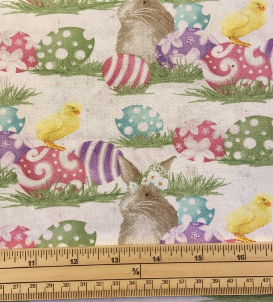 Fat Quarter Hoppy Easter Bunnies Eggs And Chicks 100% Cotton Quilting Fabric