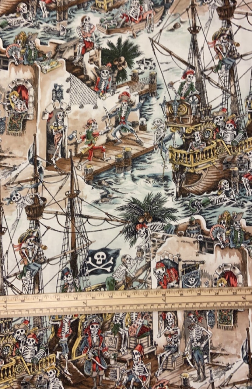 Fat Quarter Skeleton Pirates Skellywags 100% Cotton Quilting Fabric